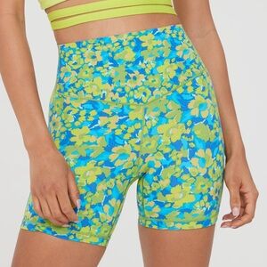 OFFLINE by Aerie Real Me XTRA Hold Up! 5” Bike Short Green Blue Floral Medium